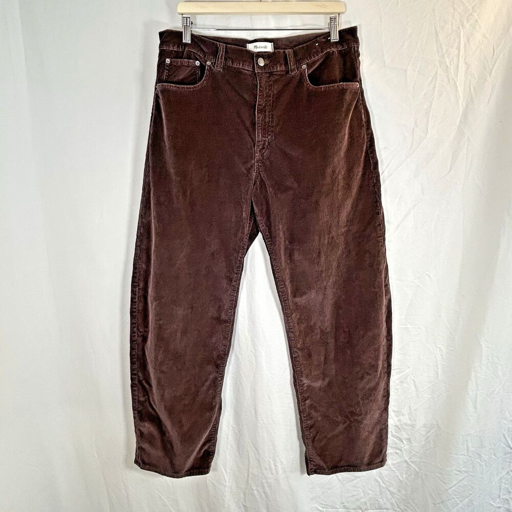 Madewell The Balloon Pant in Corduroy Brown Sz 32 Dark Carob Wide Leg - Picture 2 of 15